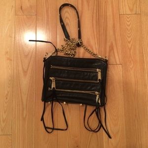 Black leather Rebecca minkoff 3 zip MAC bag