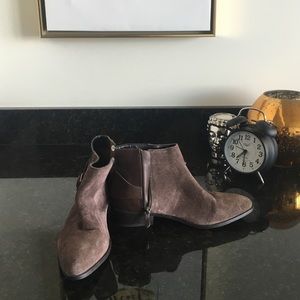 Brown leather and suede booties