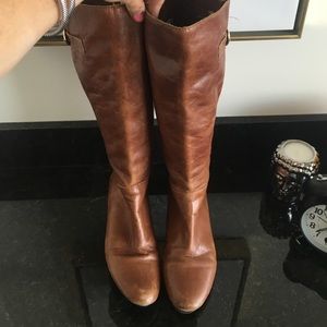 Brown leather boots