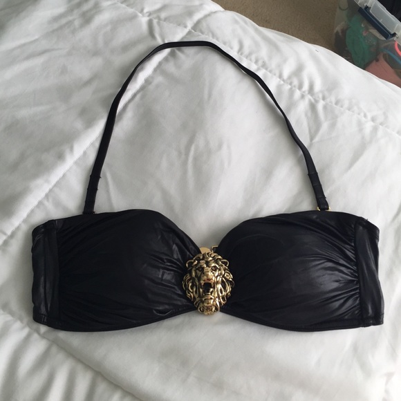 VS shiny black bandeau bikini top size S