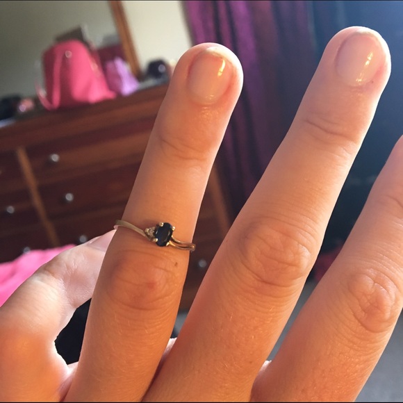 Genuine 10k gold ring sapphire and diamond