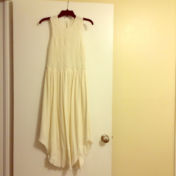 Ulla Johnson cream dress with asymmetrical hem