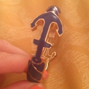 Blue and Gold Anchor Clasp Bangle Bracelet