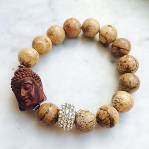 Stone beaded necklace with Buddha head
