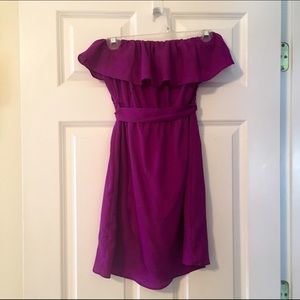 Strapless purple dress