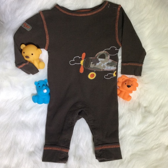 Infant Boys long-sleeve romper brown