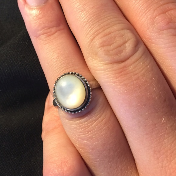 Sterling silver pearl-esque ring