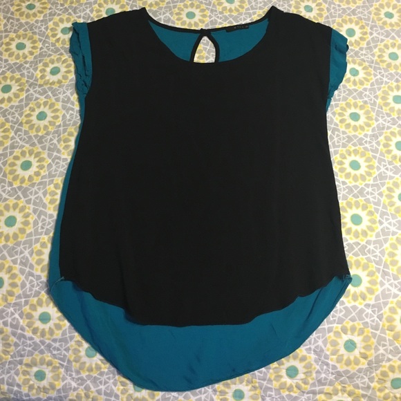 Black and turquoise top