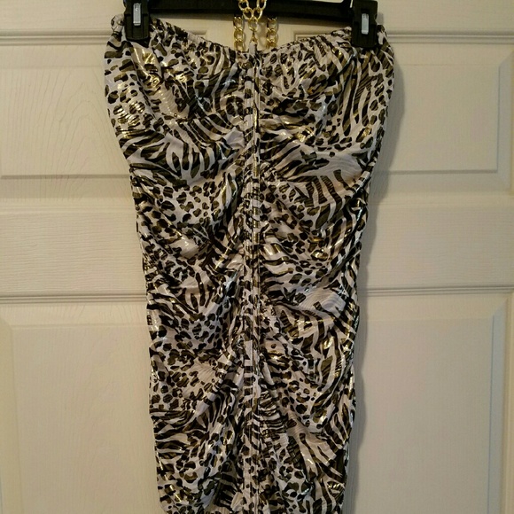 ☟MARKED☟***CHEETAH PRINT TUBE TOP DRESS***