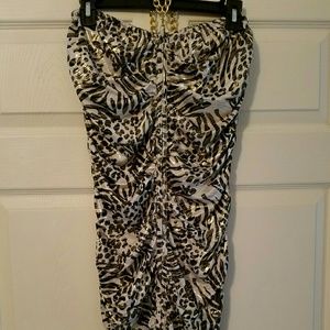 ☟MARKED☟***CHEETAH PRINT TUBE TOP DRESS***