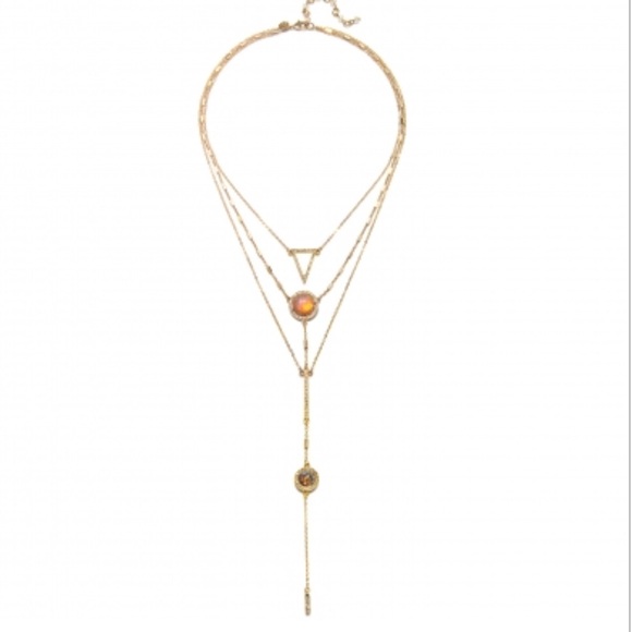 Capwell + Co Triangle Opal Triple Drop Necklace