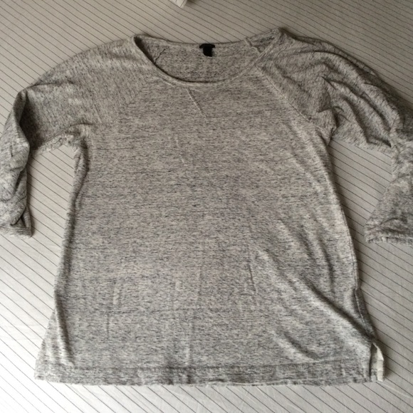J. Crew 3/4 sleeve grey terry cloth sweater