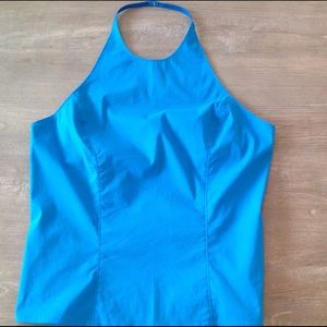 Express Blue Backless Halter Top