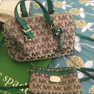 Authentic Michael Kors monogram bag and wristlet