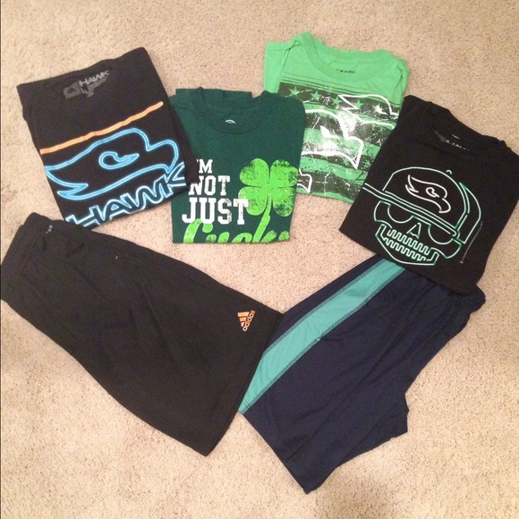 Boys size Large 14-16 shirts and shorts lot.