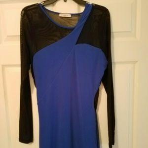 ☟MARKED☟***BLUE & BLACK FITTED DRESS***