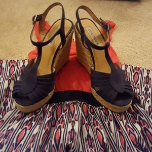 Steve Madden Navy Blue Platform Wedges