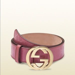 Gucci Women's Dark Pink Imprimeé Belt Double GG's