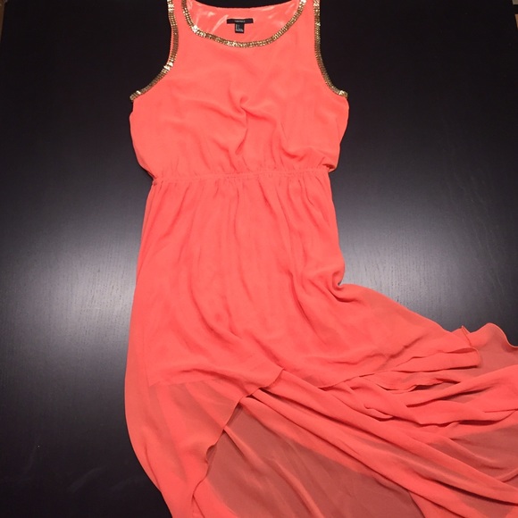 Forever 21 Coral & Chain Hi-Low Dress