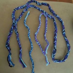 Homemade finger crocheted friendship bracelets