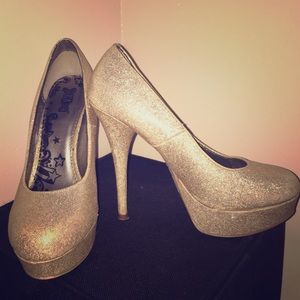 Sparkly gold, platform heels