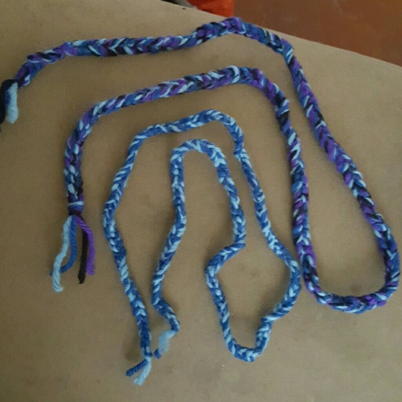Homemade finger crocheted friendship bracelets