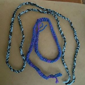 Homemade finger crocheted friendship bracelets