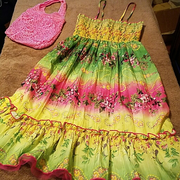 Girls size 14/16 Sundress with Crocheted Purse
