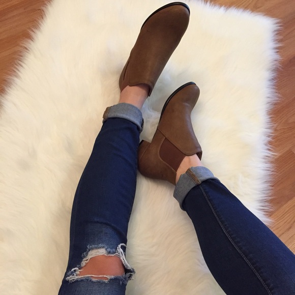 Distressed Cognac Ankle Booties - Picture 2 of 4