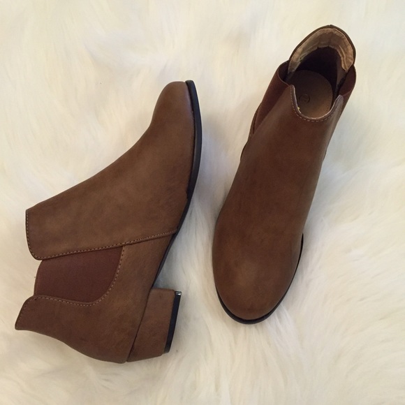 Distressed Cognac Ankle Booties - Picture 3 of 4