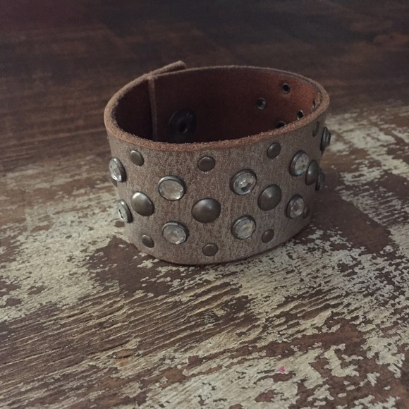 Silver leather cuff
