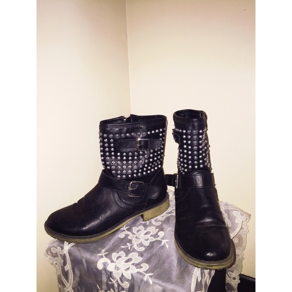 Black studded ankle boots