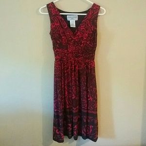 Red and Dark Brown Paisley Dress Petite
