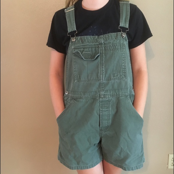 army green overall shorts