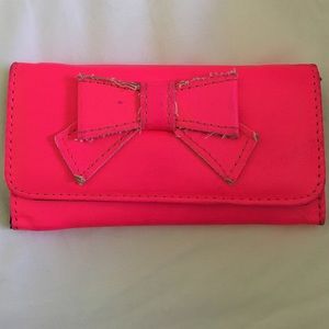 Neon pink bow wallet