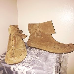 Brown ankle high booties