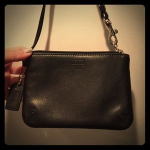 Black leather brand new coach wristlet