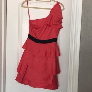 BCBG MaxAzria one shoulder cocktail dress