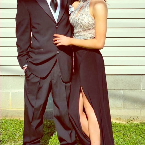 Black and Silver Prom Bridesmaid Dresses