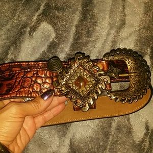 Leatherock metallic belt buckle w/charms Small