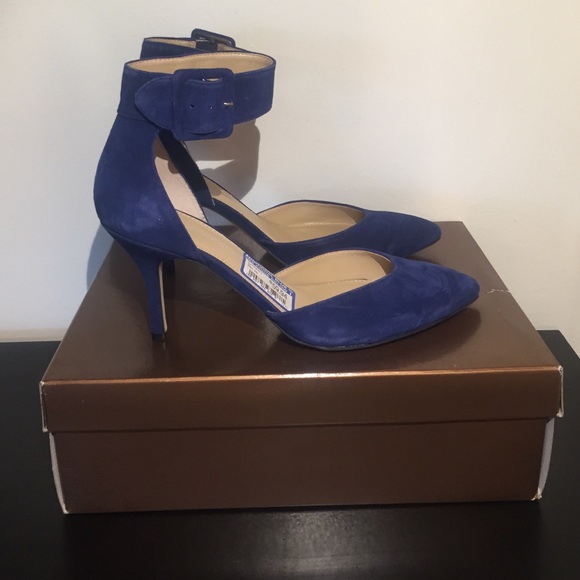 NEW Blue suede Audrey Brooke heels.