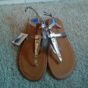 Mixed Metallic Strappy Sandals