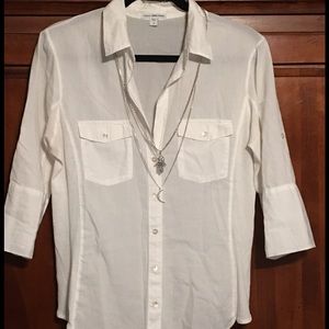 James Perse white button down blouse size 3/M.