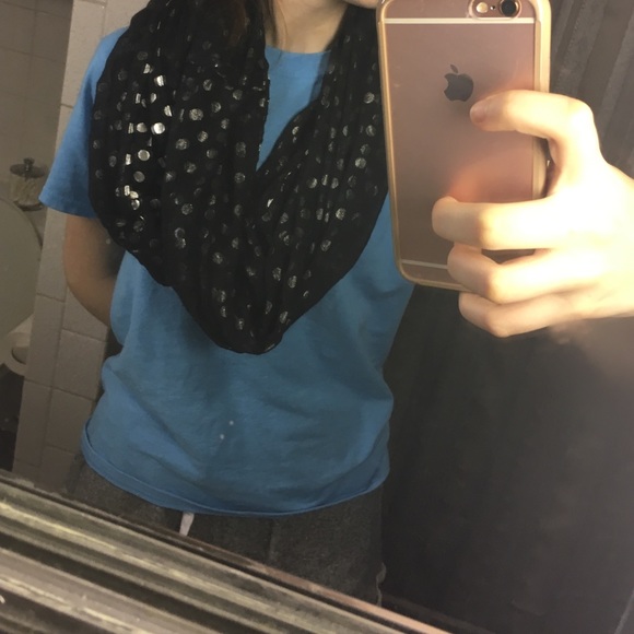 Black With Silver Polka-Dots Infinity Scarf