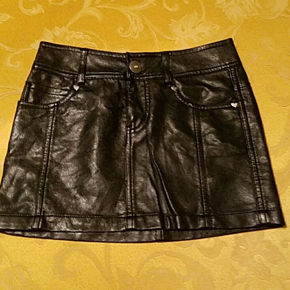 Girls Faux Leather Black Skirt Size 7 from Justice