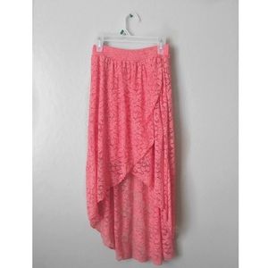 Charlotte Russe coral lace high low skirt
