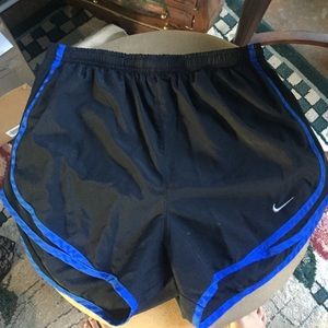 black and blue Nike shorts