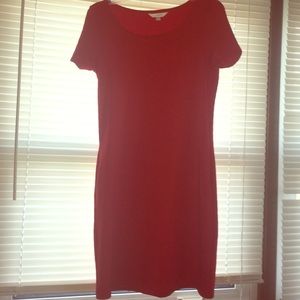 Bold red tshirt dress.