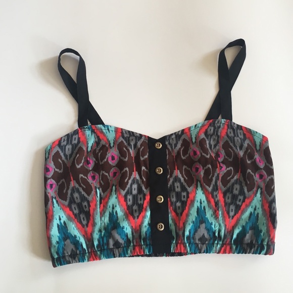 "Tribal" print multi color crop top/bralette