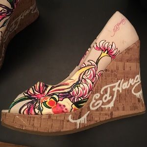 Ed Hardy Floral Wedges